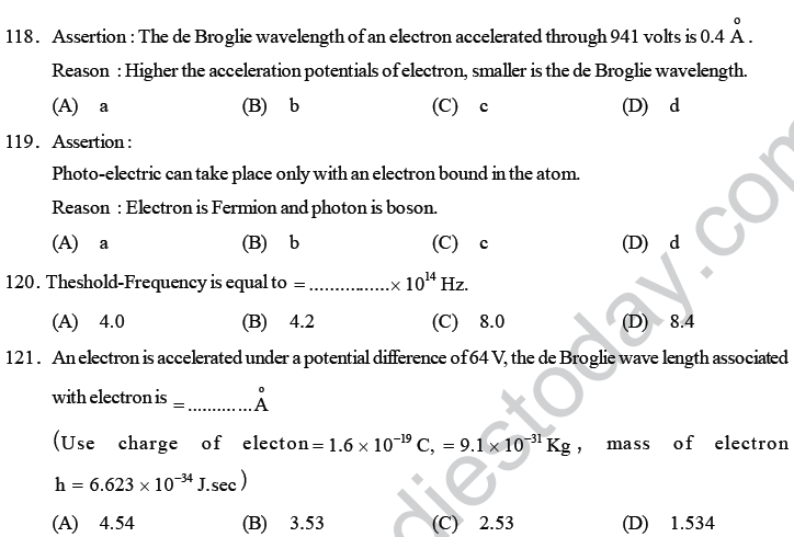 NEET UG Physics Dual Nature Of Matter MCQs, Multiple Choice Questions